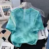 Camiseta de Manga Corta para Niños Verano Algodón Puro Tallas Mediana y Grande Deportiva Tie-Dye Manga Media Ropa de Verano para Niños Top Elegante Delgado
