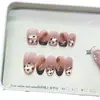 Nai Zi Unhas Vestíveis Puramente Feitas à Mão Outono e Inverno Nova Manicure Francesa Leopardo Pintada à Mão Patch de Manicure Olho de Gato Leopardo Francês