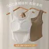 Top Cropped Alça Única com Bojo Estilo Puro Sexy Branco Curto Slim Bonito nas Costas Feminino Sem Mangas Base