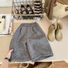 Primavera 2026 Roupas Infantis Novidades Meninas Estilo Coreano Malha de Primavera Lã Fleece Calça Cropped de Pernas Largas Calças Casuais 123605