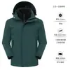 Chaqueta de expedición tres en uno con forro de forro polar, unisex, cortavientos, impermeable, cálida, capucha desmontable, ropa de trabajo personalizada