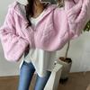 Suéter Corto con Capucha de Punto Trenzado Casual con Cremallera de Manga Larga para Otoño 2026 Reductor de Edad Estilo Blogger