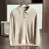 Suéter de lana de punto para hombre, de manga larga, con cuello suelto, talla grande, para otoño e invierno