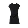 Conjunto de Falda Corta Negra para Mujer a Principios de Primavera, de Manga Corta, Ajustado, Sexy, Estilo Puro Deseo, Vestido Bodycon de Chica Hot