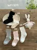 Wf1309 Calcetines Nuevos de Primavera para Niños Bebé Múltiples Lazos Algodón Peinado Calcetines Cortos Estilo Princesa Calcetines de Moda Venta al por Mayor