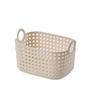 Cesta de Armazenamento de Plástico com Aparência de Rattan para Casa Mais Vendida, Caixa de Armazenamento Estilo Bambu Vintage de Luxo Leve, Cesto de Roupa Suja