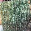 Turmalina verde, cristal, cuentas pequeñas de 2 a 4 mm, cuentas redondas talladas en ángulo, cadena de mini cuentas de piedras preciosas