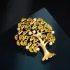 Broche de Árbol de la Fortuna de Lujo de Gama Alta Aleación de Cobre Electrochapado en Oro Real Zirconia Broche Exquisito de Lujo Ligero para Ropa