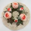 Nova Guirlanda Castiçal de Rosa Artificial Decoração de Mesa de Véspera de Natal Bola de Flores com Botões de Flores Guirlanda Artificial