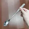 Cuchara Pequeña de Acero Inoxidable 304, Aspecto Elegante Patrón Vertical Mango Largo Cuchara para Revolver Té de la Tarde, Cucharadita, Cuchara Multifuncional para Yogur, Cuchara para Hielo