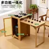 Mesa de Té Pequeña y Gabinete de Té para Uso Doméstico, Mesa Simple para Preparar Té, Mesa de Té y Mesa de Café Integradas, Mesa de Sala de Estar para Beber Té y Preparar Té, Juego Completo