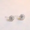 Nuevos pendientes de botón redondos Damila para mujer de plata de ley S925 con circonita de imitación estilo coreano joyería completa de diamantes de circonita se puede enviar en nombre de