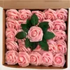 Set de Regalo Caja Transfronteriza de Rosas de Espuma Pe, Flores Artificiales con Tallos y Hojas, 50 Piezas, Flores para Decoración de Bodas, Regalo del Día de San Valentín