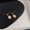Pendientes Artesanales de Perlas de Agua Dulce de Diseño Original Estilo Francés Lujo Ligero con Pasadores Chapados en Plata, Pendientes Vintage Franceses, Joyería de Fábrica