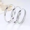 Pendientes de aro anchos brillantes de plata de ley 990 para mujer, aros grandes lisos, pendientes de plata, pendientes de círculo, venta al por mayor