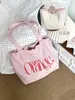 Bolso Tote con Cordón de Nuevo Estilo Coreano para Primavera y Verano, Bloques de Color, Ligero, Estampado de Letras Color Dopamina, Bolso de Hombro Fresco y Sencillo para Gimnasio