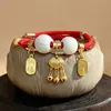 Collar para Perros y Gatos, Cascabel de Bloqueo de Longevidad, Adorno Silencioso de Año Nuevo Estilo Chino, Collar de Hilo Rojo Repelente de Insectos de Alcanfor