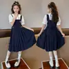 Vestido de Niña Verano 2026 Nuevo Estilo Academia Infantil Falda para Niños Medianos y Mayores Elegante Niña Manga Abullonada Vestido Largo