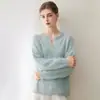 Nuevo suéter de punto casual versátil de invierno y otoño 100% cachemira para mujer, hilo Consinee, cepillado, básico tipo perezoso
