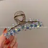 Horquilla de Cristal Exquisita y de Lujo Ligero para la Parte Trasera de la Cabeza de Mujer, Pinza de Tiburón de Tocados de Gama Alta, Nueva Horquilla de Moda
