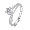 Transmisión en Vivo Dropshipping Plata S925 Artesanía Fina Color D 50 Puntos 30 Puntos Anillo de Moissanita Anillo Ajustable para Mujer Nicho Sensación de Alta Gama