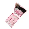 Conjunto de 5 pincéis de maquiagem com estojo espelhado, pincel mini multifuncional para pó solto, pincel para blush, pincel para base e pincel para sombra