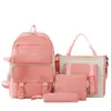 Mochila de quatro peças atacado mochila de cinco peças de grande capacidade com logotipo impresso estilo coreano Harajuku conjunto mochila escolar para estudante