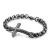 Pulsera de acero de titanio personalizada de estilo nuevo europeo y americano para hombre, pulsera de acero inoxidable con perla cuadrada cruzada para hombre, accesorios de moda para hombre