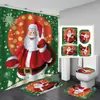 Cortina de ducha de poliéster, impresa, impermeable y resistente al moho, para regalo de Navidad transfronterizo, con diseño de campana navideña, creando una atmósfera festiva; directamente del fabricante