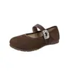 Zapatos Mary Jane Retro de Punta Redonda para Mujer, Novedad Otoño 2026 Estilo Birkenstock, Hebilla con Pedrería, Zapatos Planos de Suela Baja para el Trabajo