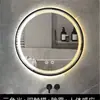 Espejo Inteligente Redondo con Marco Pantalla Táctil Baño Luz LED Desempañador Espejo de Baño Montado en Pared Espejo de Maquillaje