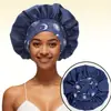 Touca de Dormir Grande de Cetim de Seda de Leite Transfronteiriça, Chapéu Redondo de Aba Larga Elástico Estampado Estilo Étnico, Chapéu Lenço de Cabeça, Chapéu de Beleza