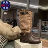 Botas de Plataforma Gruesa Estilo Británico con Hebilla 2026 Nuevas de Caña Alta Bloque de Color Apiladas Botas de Caballero Retro para Mujer Punta Redonda Botas Largas