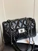 Yue Zi 2026 Verão Nova Bolsa Tote Elegante Versátil Acolchoada com Diamantes e Alça de Corrente Popular Chique Bolsa de Ombro Único Transversal