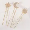 Set de Horquillas de Diamantes de Imitación de Sol, Luna y Estrella de Ensueño Transfronterizo, Accesorios Versátiles de Peinado Ligeros de Lujo para Bodas y Banquetes, Accesorios para el Cabello para Sesiones de Fotos y Uso Diario