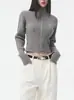 Nueva Chaqueta Corta de Punto con Cremallera 2026 para Mujer, Cárdigan Suéter de Cuello Alto Medio Otoño e Invierno, Ropa de Abrigo Ajustada