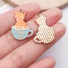 Venta Caliente Transfronteriza Aleación con Goteo de Aceite Taza de Café Gato Taza de Té con Leche Pendientes Colgantes Pulsera Accesorios de Joyería DIY Colgante
