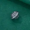Contas Cilíndricas de Prata de Lei S925 com Padrões Estilo Chinês, Contas Espaçadoras Ufo, Pulseira de Corda Trançada Artesanal de Prata Pura, Acessórios de Contas Soltas para Pulseiras de Cristal