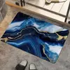 Alfombra de Piso de Franela Impresa Moderna con Textura Fluida de Ágata Chapada en Oro de Tono Azul de Lujo Ligero Transfronteriza Decoración de Alfombra para el Hogar