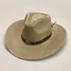 Novo estilo europeu e americano cinto de rebite para exterior chapéu de ganga ocidental masculino e feminino proteção solar casual moda chapéu de palha atacado
