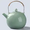 Tetera Artesanal Original de Esmalte Mineral Verde Ciruela con Asa, Olla para Preparar Té Doméstica de Gran Capacidad con Filtro, Juego de Té Estilo Retro Japonés