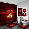 Cortina de ducha de poliéster, impresa, impermeable y resistente al moho, para regalo de Navidad transfronterizo, con diseño de campana navideña, creando una atmósfera festiva; directamente del fabricante