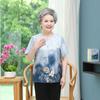 Ropa de verano para personas de mediana edad y mayores Camisa de cuello redondo de manga corta de abuela Camisa de madre Traje Ropa de verano para personas mayores