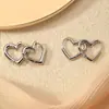 Nuevos Pendientes Trendy Estilo Coreano Corazón Hueco Estilo Ins, Super de Hada para Primavera y Verano, Simples, Exquisitos, Compactos, Versátiles Pendientes de Acero de Titanio