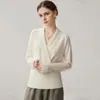 Nuevo Suéter de Cachemir Cruzado en el Cuello y Envolvente en el Pecho para Mujer Otoño/Invierno 2026, Camisa Base de Color Sólido, Corte Holgado, Suéter Adelgazante y Cálido