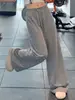 Pantalones grises de lunares de pierna ancha para mujer, nueva colección otoño 2026, de cintura alta, adelgazantes, con caída fluida, diseño versátil de pierna recta, pantalones casuales de largo hasta el suelo