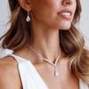 Conjunto de colar de gota d'água vintage corrente de clavícula de strass de cristal exagerado europeu e americano colar de acessórios femininos