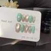 Poeira de Estrela de MentaEstilo Menina Doce Vitalidade Menta Leite Verde Estrela Unhas Postiças Transparente Nude Rosa Olho de Gato Bolinhas Manicure