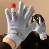 Presente de Ano Novo e Natal Luvas de Tricô Vermelhas para Mulheres, Espessadas para o Inverno, Quentes, à Prova de Frio, de Dedos Inteiros, Compatíveis com Tela de Toque