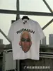 Camiseta de Manga Corta Holgada para Parejas de Ancianos Lavada Pesada con Estampado de Retratos Hip Hop Rap Estilo Americano Vintage Tendencia